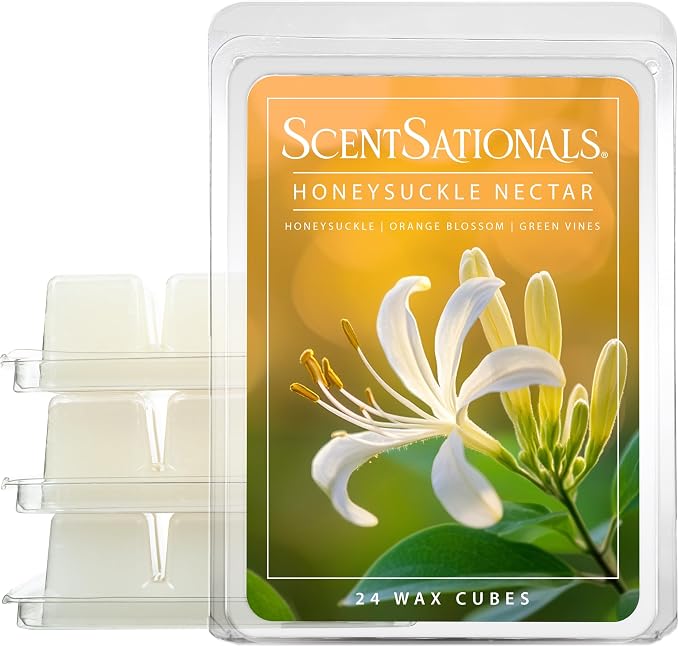 ScentSationals Honeysuckle Nectar Scented Wax Melts - Honeysuckle, Green Vines, & Orange Blossom, 10oz (24 Cubes)