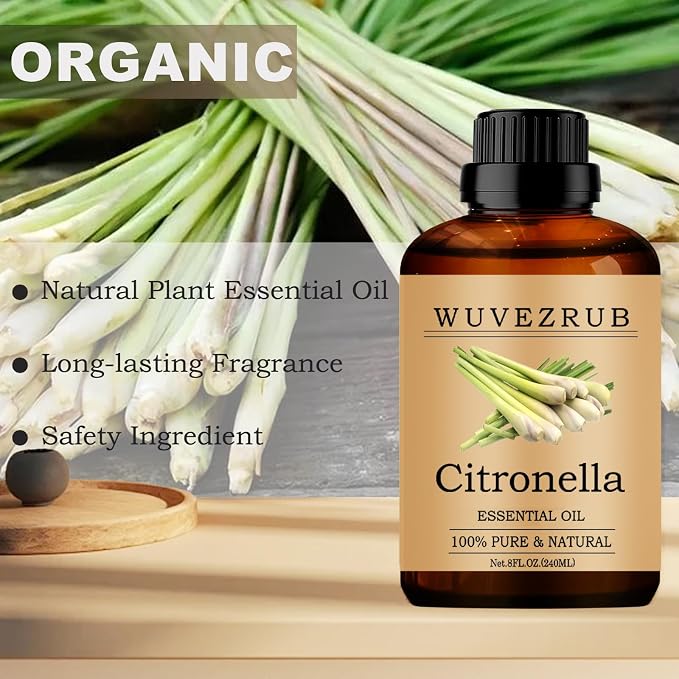 Citronella Essential Oils, 240ML Pure and Natural Essential Oil for Aromatherapy Diffuser - Citronella /8 Fl Oz