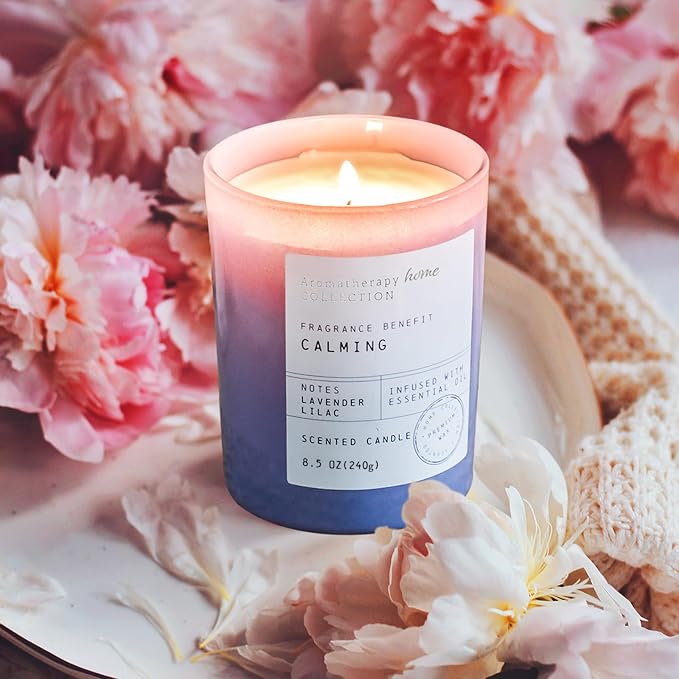 Lavender Lilac Scented Candles - Summer Purple Candles for Home,8.5oz | Gift for Women & Men