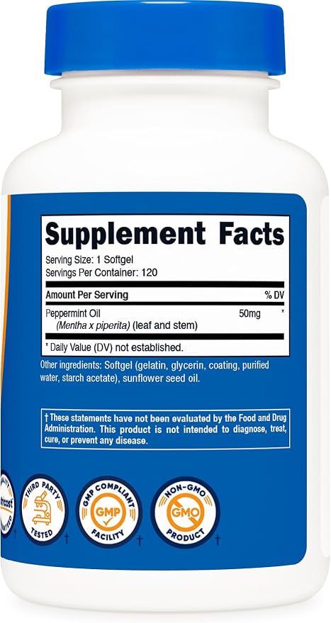 Nutricost Peppermint Oil Softgels (120 SFG) (50 MG) - Gluten Free, Third Party Tested and GMO Free