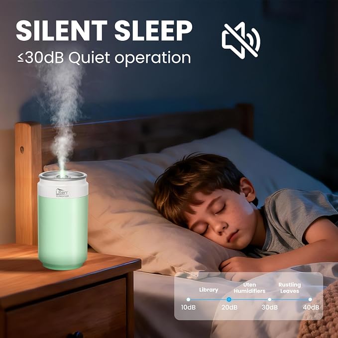 Humidifiers, Humidifier for Bedroom, Can Air Humidifier, Humidifiers for Home and Plants, USB Powered And Battery Powered Portable for Home Office Car Outdoor, 2 Mist Modes, Night Light, Auto-Off