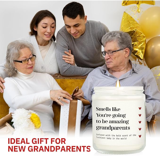 SteadStyle Pregnancy Announcement Gifts for Grandparents - Infused with Lucky Baby Scent, Gender Reveal, New Grandma Grandpa Gift, Home Decor Relaxation Lavender Scented Candles Emotional Keepsak 7oz