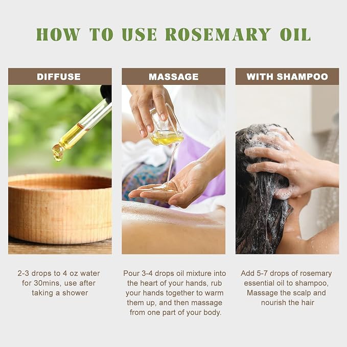 EUQEE Rosemary Essential Oil 118ML, Pure Rosemary Oil for Diffuser, Hair Care, Skin Care, Diffuser, Soap Candle Making - 4 Fl Oz