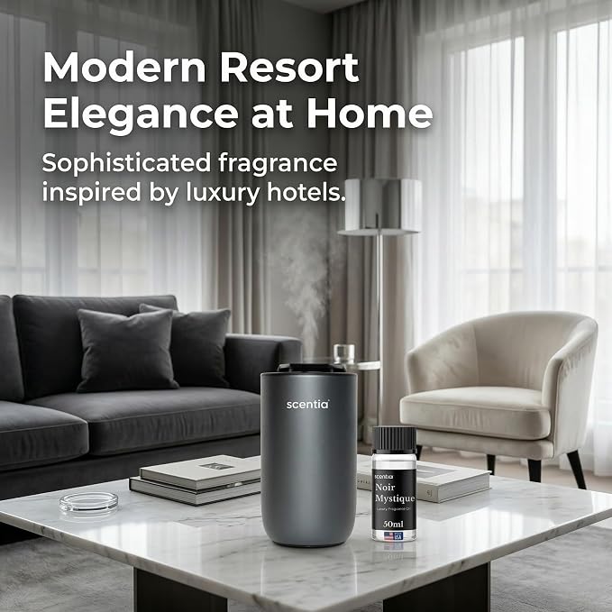 Scentia Noir Mystique Hotel Scent Diffuser Oil – Luxury Fragrance Inspired by Edition Hotel – 50 mL – Rose, Bergamot & Musk Essential Oil Blend for Home, Office & Aromatherapy Diffusers, Made in USA