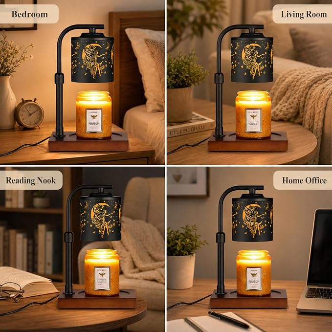 Candle Warmer Lamp with Adjustable Height Dimmable for New Home Decor Electric Candle Warmer for Jar Candles Birthday Gifts for Women Mom(Moon)