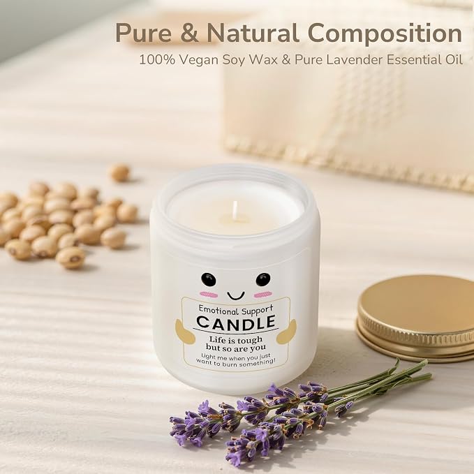 Funny Emotional Support Gifts,Inspirational Gifts for Women, Positive Affirmation, Stress Relief Gift for Women, Men, Coworker, Friend Motivational, New Job Gift - Lavender Scented Candles