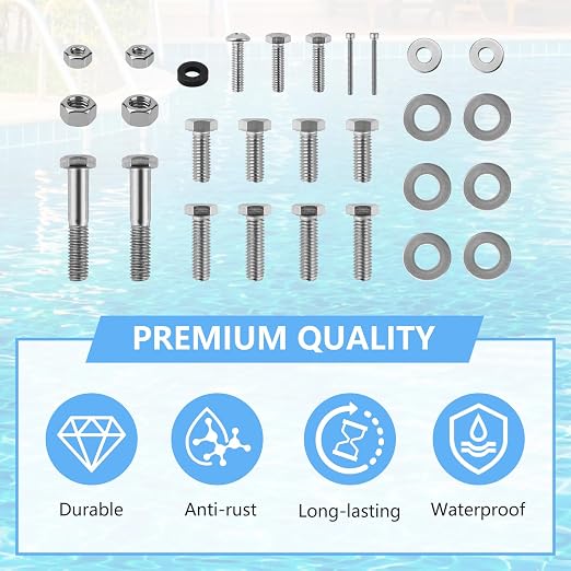 Pool Pump Bolt Kit Replacement for All Pentair Whisperflo Pool and Spa Parts, Seal Plate kit Includes Motor Bolts, Seal Plate Bolts，Impeller Screw Washer and Diffuser Screws