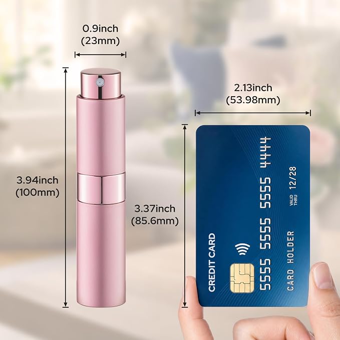 LISAPACK 8ML Atomizer Perfume Spray Bottle for Travel (3 PCS) Empty Cologne Dispenser, Portable Sprayer (Pink)