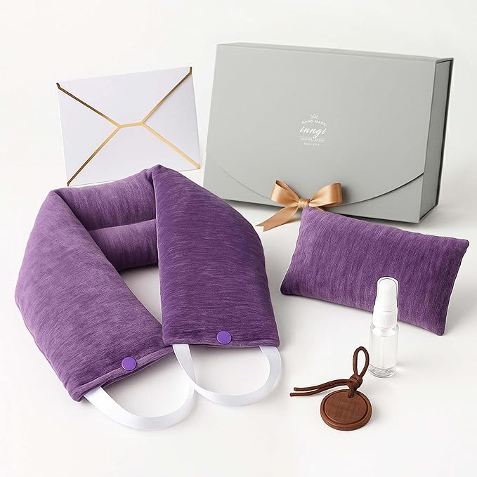 Microwave Heating Pad for Neck – Microwavable Neck Wrap & Eye Mask Set for Neck Pain Relief, Moist Heat Therapy Lavender & Himalayan Salt, Reusable Hot Cold Pack – Relaxation Self-Care Gift for Women