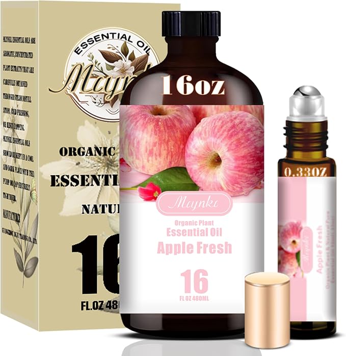 Apple Essential Oil, Apple Oil for Diffuser, Humidifier, DIY Candle, Soap, Fresh Scent, Home, Cleaning, Gift Ready,Apple Fragrance Oil - MLYNKL Essential Oils (16.33 fl oz / 490ml)