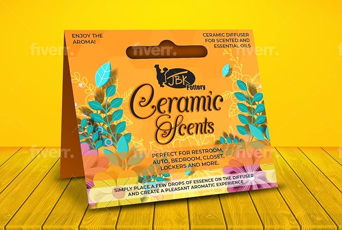 JBK Pottery Ceramic Clay Diffuser – Passive Aromatherapy Oil Diffuser for Essential Oils, Great Home Decor, Car & Office Desk, Patio Warmer, Travel Size Gift, Small Mini Terracotta (Clemantis Flower)