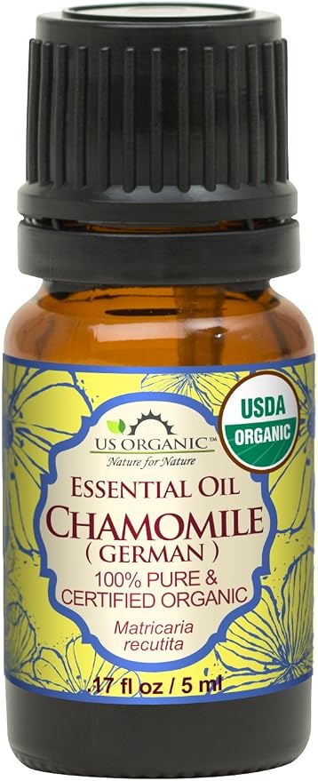 US Organic 100% Pure Blue Chamomile (German) Essential Oil - USDA Certified Organic, Steam Distilled - W/Euro Dropper (More Size Variations Available) (5 ml / 1/6 fl oz)