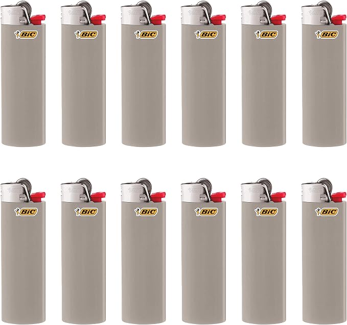 BIC Classic Maxi Pocket Lighter, Gray, 12-Pack (Packaging May Vary)