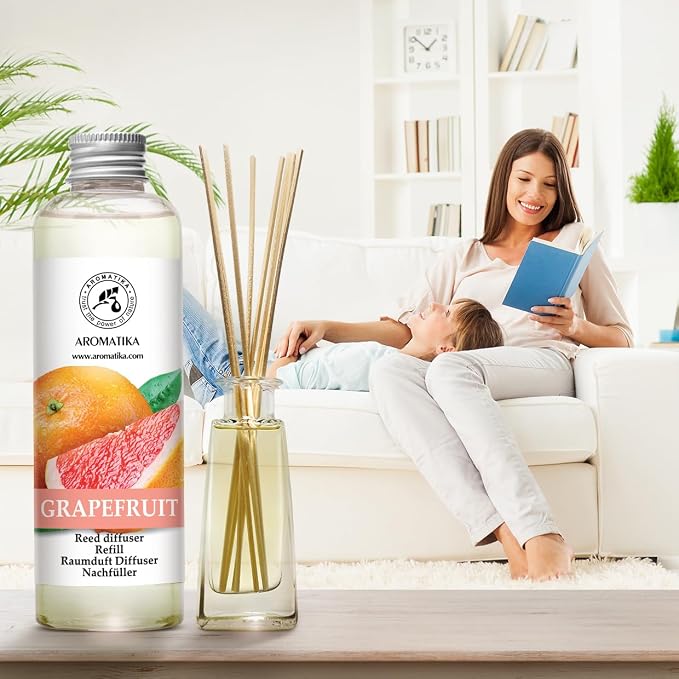 Reed Diffuser Oil Refill Grapefruit 6.8 Fl Oz (200ml) - Intensive & Long Fragrance for Room - Lasting Natural Room Scent - Refill for Office - Boutique - Restaurant - Aromatherapy