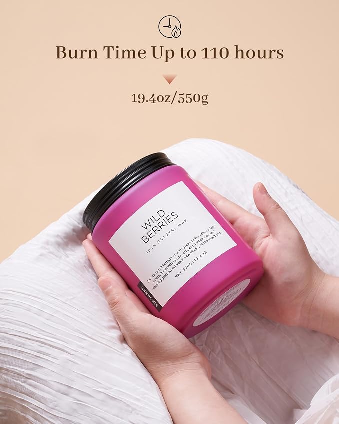 M&SENSE Wild Berries Scented Pink Candles for Home,110 Hour Long Lasting Large Soy NaturalCandles 19.4oz for Mother's Day Holiday Birthday Gifts Home Decor
