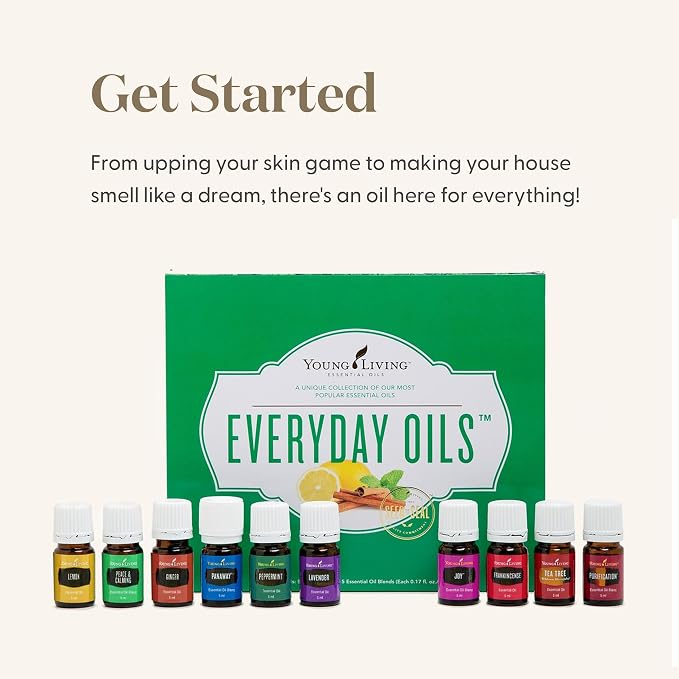 Young Living Everyday Oils Essential Oil Collection | 10 Popular Essential Oils & Blends | 5ml Each | Supports Wellness, Relaxation, Skin Care, Aromatherapy, and Overall Well-Being