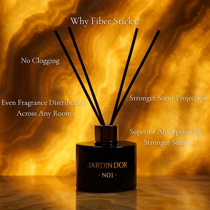 Premium Reed Diffuser Set for Home, Bath & Office Decor - 6.7oz (200ml) - Child & Pet Friendly Sea Salt Scented Oil - Reusable, Refillable Glass Bottle Fiber Sticks