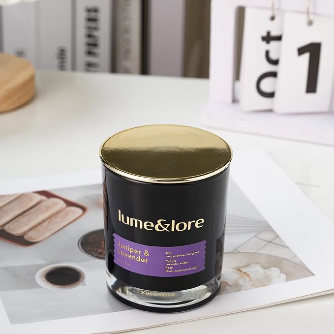 Juniper & Lavender Scented Candle - 7oz Natural Soy Wax, Calming Aroma for Sleep & Meditation