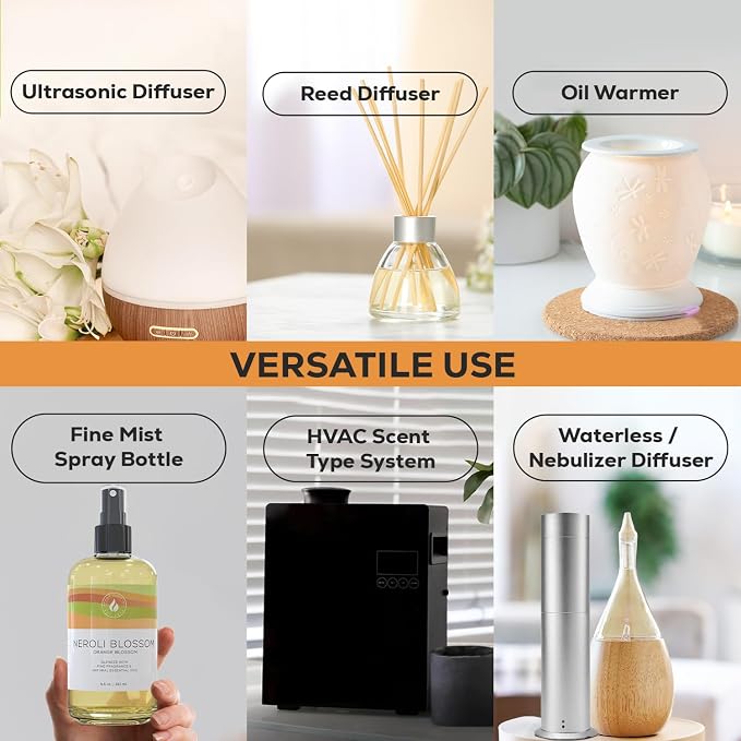 Aroma Country Neroli Blossom Diffuser Oil - Luxury Essential Oils for Diffuser Refill & Air Freshener Room Spray - Long-Lasting & Natural Home Fragrance, Neroli Scented Oil (8.5 Fl. oz)