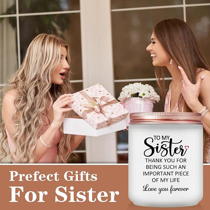 Sister Birthday Gifts - Mothers Day Christmas Gift for Sister from Sisters- Lavender Scented Candle