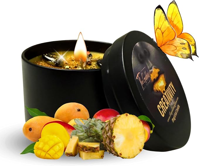 Creativity Intention Candle – Coconut Wax Ritual for Inspiration, Motivation & Creative Flow | Ideal for Artists, Writers & Makers | Wiccan Hoodoo Pagan (Medium 8oz)