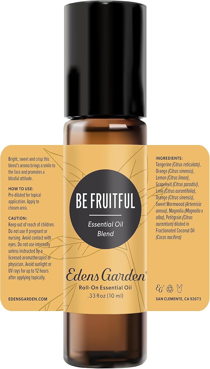 Edens Garden Be Fruitful Essential Oil Roll-On Blend- 100% Pure Premium Grade, Natural, Therapeutic, Aromatherapy, Kid & Skin Safe, The Best for Wellness, Relaxation Pre-Diluted 10 ml (.33 fl oz)