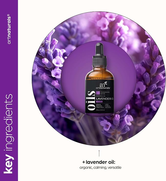 artnaturals 100% Pure Lavender Essential Oil - (4.0 Fl Oz / 118ml) - Premium Undiluted Therapeutic Grade Natural from Bulgaria - Aromatherapy for Diffuser, Skin and Hair Growth