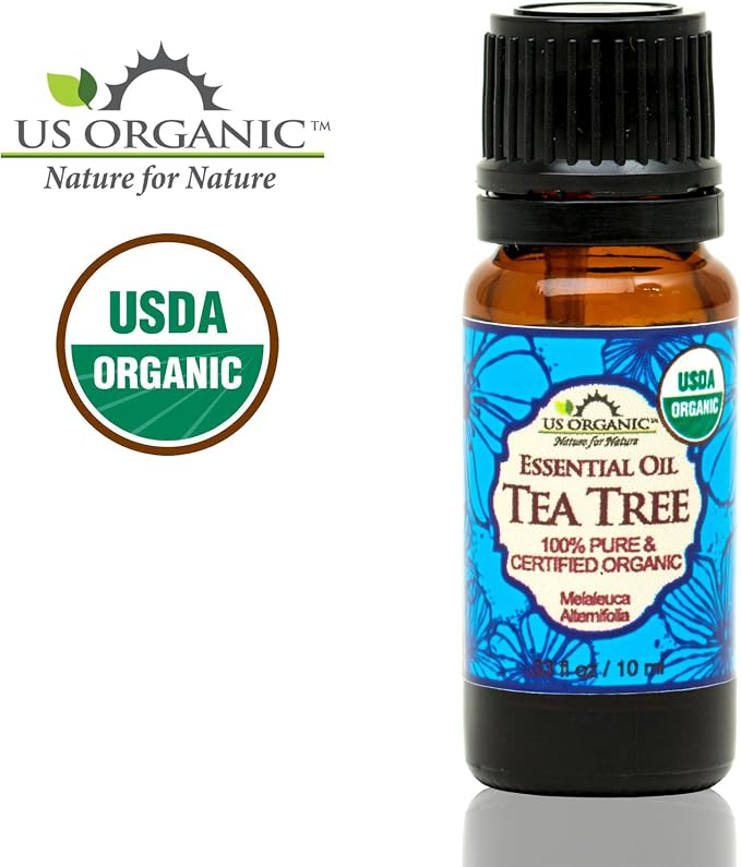 US Organic 100% Pure Tea Tree Essential Oil - USDA Certified Organic, Steam Distilled, Sourced from South Africa, Undiluted, Non-GMO (10 ml (Pack of 1))