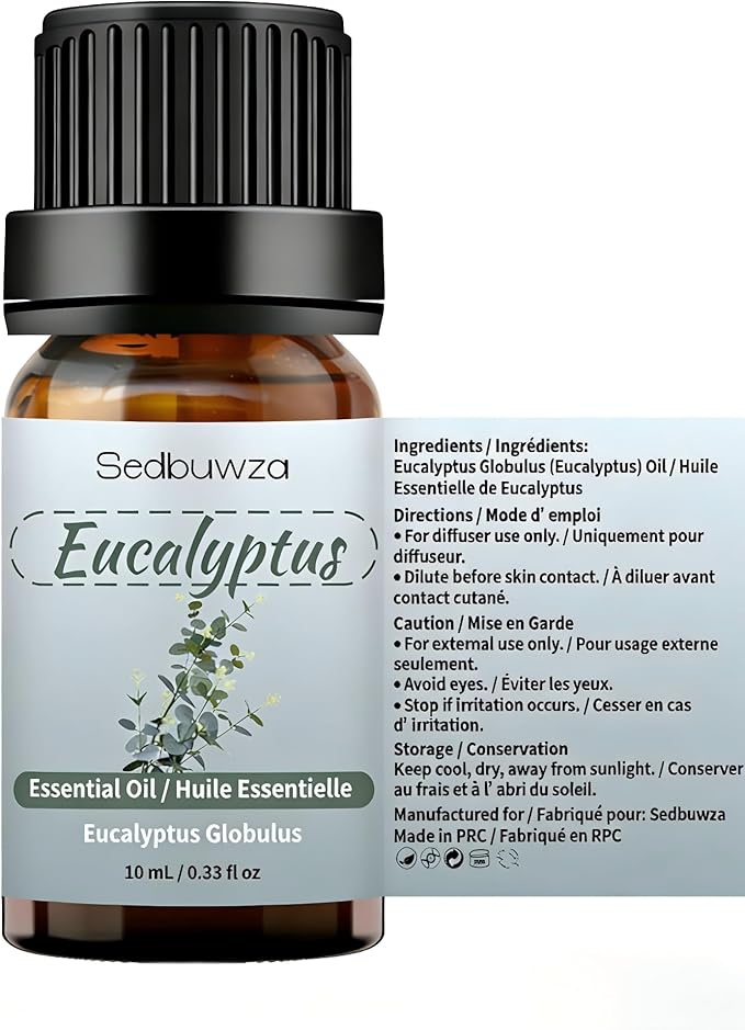 Sedbuwza Eucalyptus Essential Oil, Pure Organic Eucalyptus Fragrance Oil for Diffuser, Humidifier, Soap, Candle, Perfume