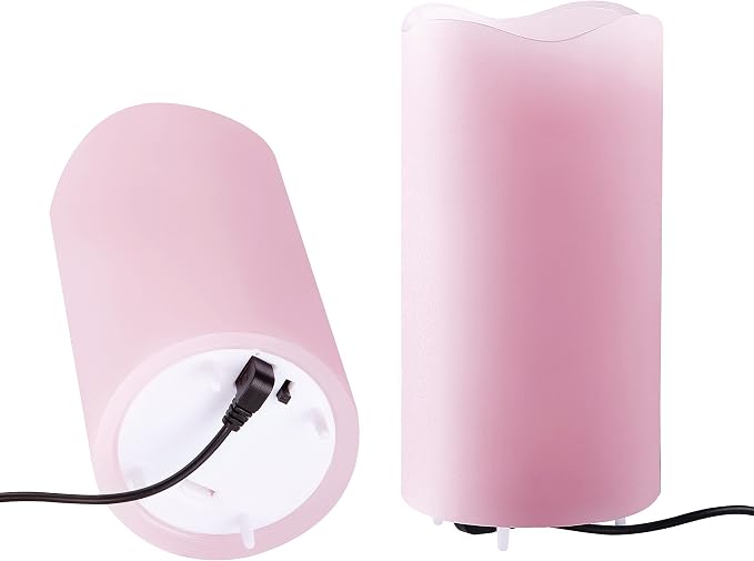 XingsLight Valentines Day Decorations Flameless Candles with Romantic Pink Heart Projector Lights Battery Operated LED Candle with Remote and Timer