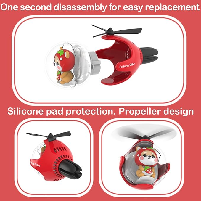 2Pcs Pilot Car Air Freshener, Cute Duck Car Vent Clip Air Freshener Automotive Air Outlet Fan Diffuser, Automotive Interiors Vent Decoration (Green+Red)
