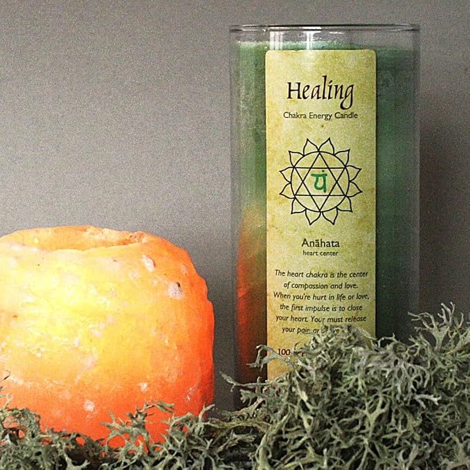 Premium Scented Candle Hand Made Chakra Energy Jar | 11 Oz | Healing, Anahata | Yoga Balance Prayer & Meditation Candle | Long Burn 60 Hours | Essential Oils, Lavandin Orange & Tangerine | Aloha Bay