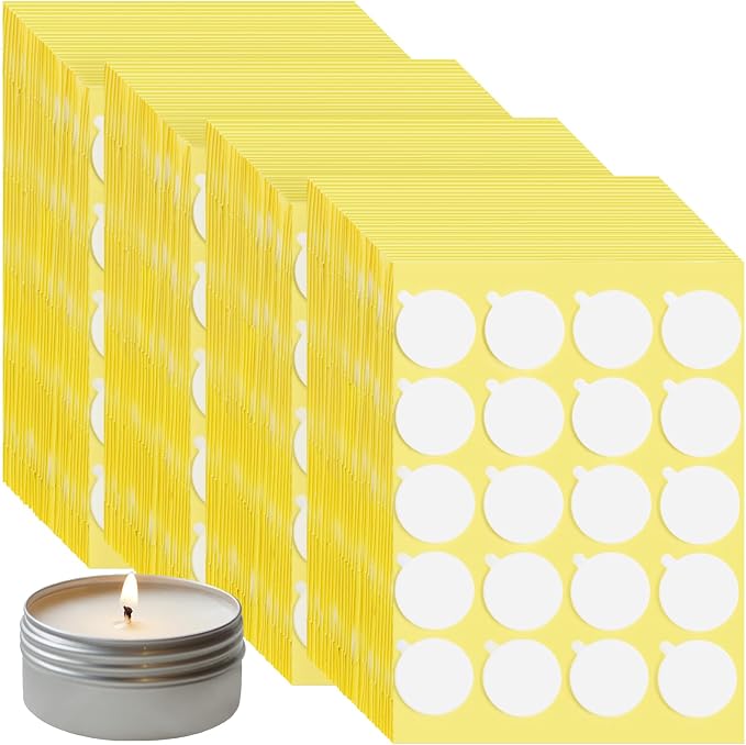 2400PCS Candle Wicks for Candle Making, Candle Wick Stickers, Heat Resistance Double-Sided Stickers with The Little ”Tail “, Stickers for Candle Making