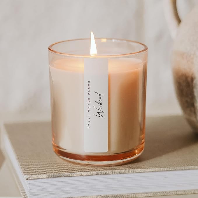 Sweet Water Decor Weekend Scented Soy Candles – Citrus, Grapefruit, Sage, Lavender, Amber – Cozy and Fresh Aroma – 50 Hour Burn – 12oz Tinted Glass Jar for Home Decor and Bedroom Decor
