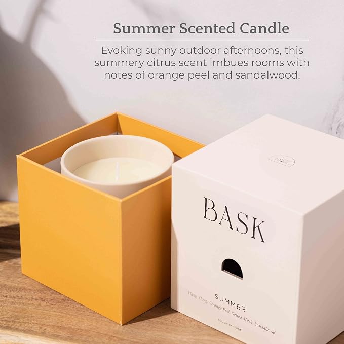 Relaxing Candles for Home by BASK - Summer Candles - Winter Candles - Gifts for Women and Men - Scent: Summer