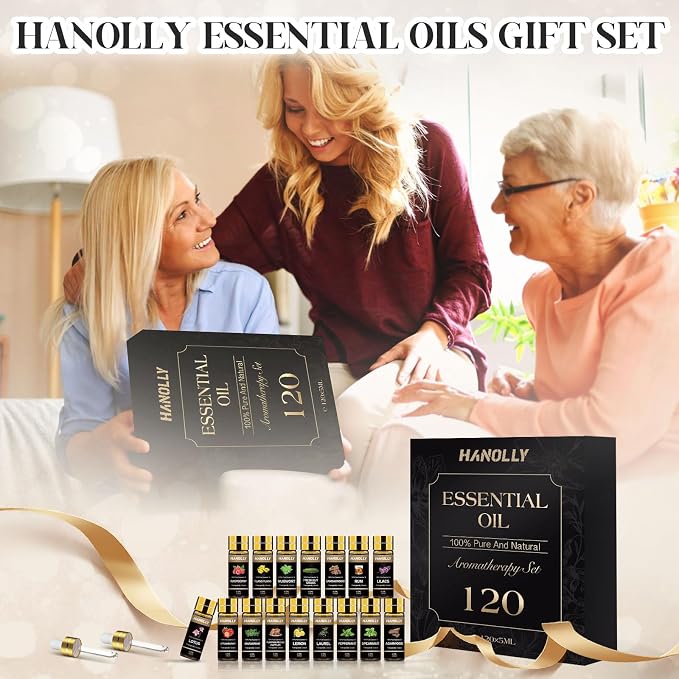 Essential Oils Set -120 Pcs Aromatherapy Essential Oil Kit for Diffuser, Humidifier, Massage, Skin Care, Candle Making - Fruity, Floral, Bakery, Mens, Woody & Herbal Essential Oil Gift Set