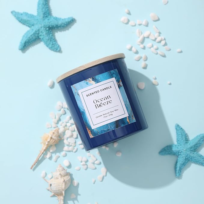 Ocean Breeze Candle,Summer Scented Candle,Natural Soy Wax Candles for Home Scented,Candle Gift for Women Men,11 oz
