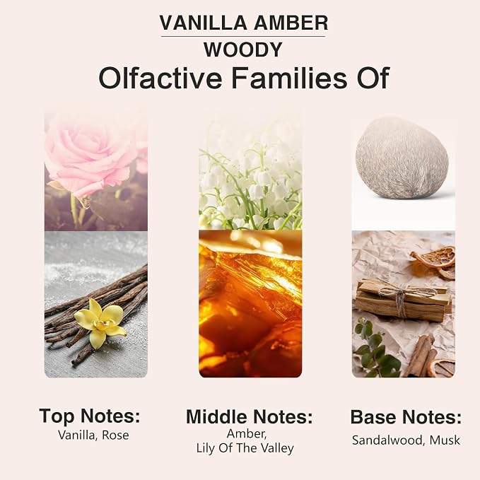 PHATOIL 3.38FL.OZ Vanilla Amber Fragrance Oils for Aromatherapy, Essential Oils for Diffusers for Home, Perfect for Diffuser, Yoga, Skin Care, DIY Candle and Soap Making - 100ml