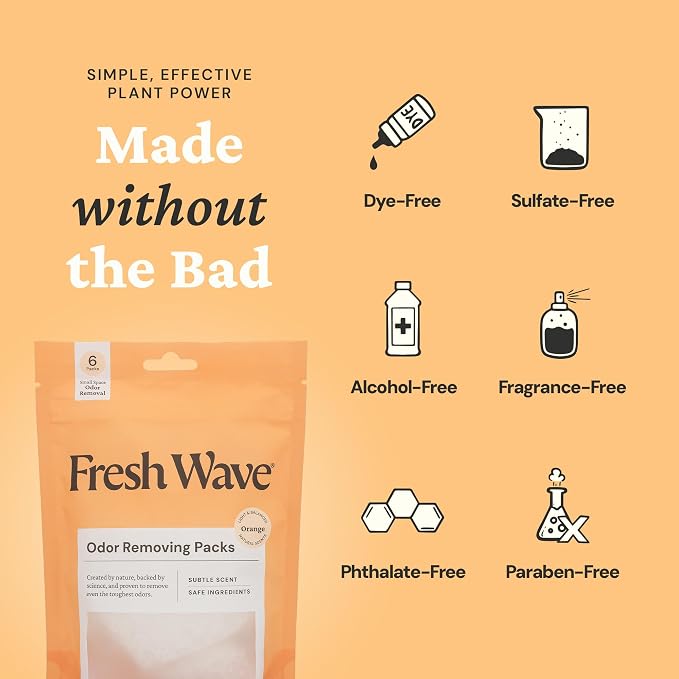 Fresh Wave Orange Odor Eliminating & Deodorizing Packs | Bag of 6