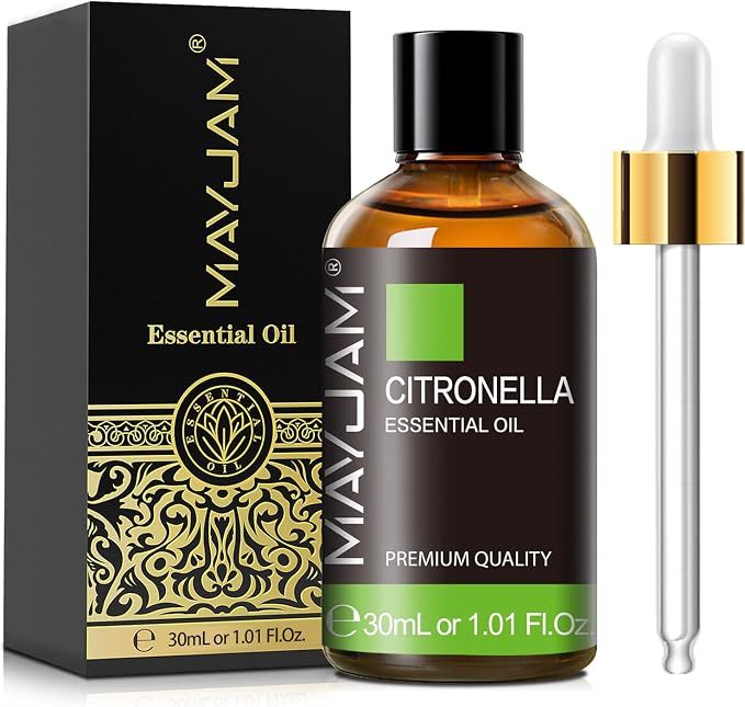 Citronella Essential Oil, MAYJAM 1.01FL.OZ Premium Citronella Oils for Soap Candle Making, Diffuser, Bedroom, Living Room, Office, 30ML/Bottle