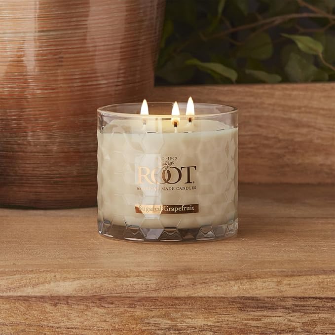 Root Candles Scented Candles Honeycomb Beeswax Blend Premium Handcrafted Candle, 12-Ounce 3-Wick, Sugared Grapefruit