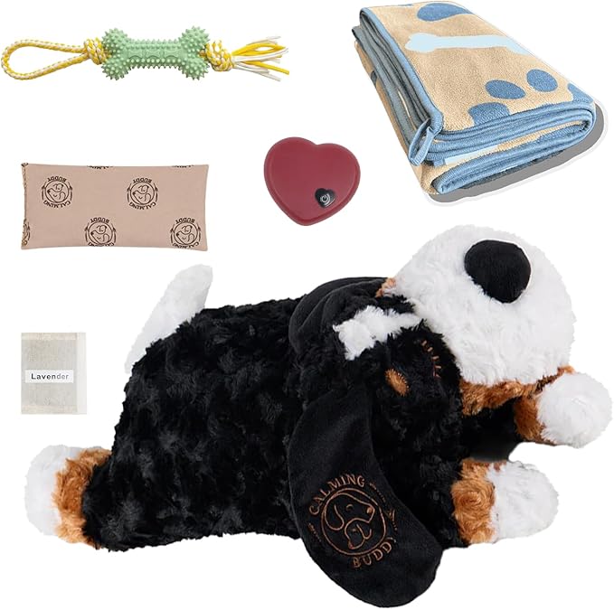 Teddy - Puppy Heartbeat Toy for Anxiety Relief with Reusable Heat Pack and Lavender, Sleep Aid for Dogs, Plush Comfort Toy for All Breads (Teddy Kit)