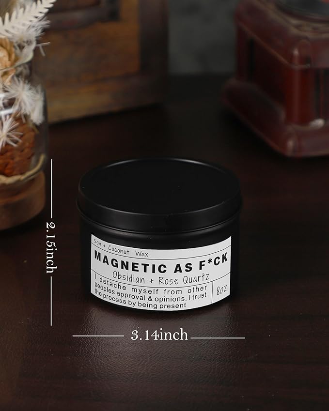 Magnetic AS F*CK, Hande Made Chakra Candle, Magic Attraction, Manifestation Crystal, Self Love, Ritual Meditation (8oz).