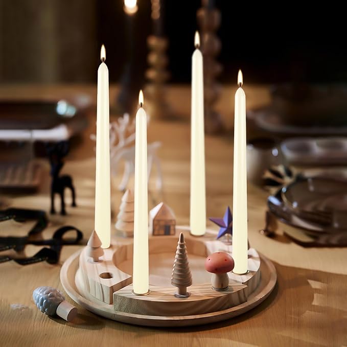WPONSZU 16 Pack Ivory Taper Candles, 7-8 Hours Burn Time, Unscented, Smokeless and Dripless, 4/5 x 10 Inch for Christmas,Household,Dinner,Wedding,Valentine's Day,Party and Home Décor Candlesticks