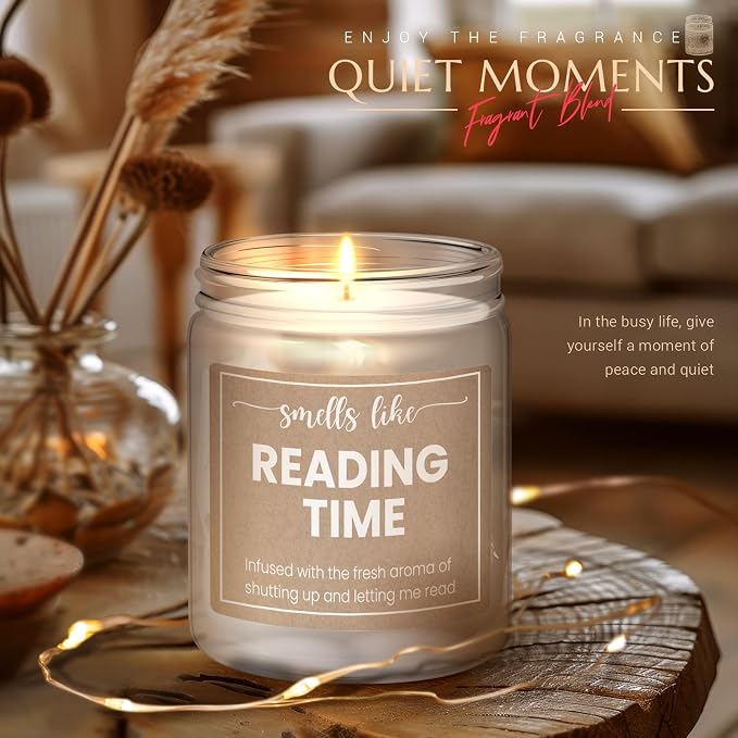 Gifts for Book Lovers - Book Lover Gifts for Women, Present for Readers, Smells Like Reading Time - Lavender Scented Candle