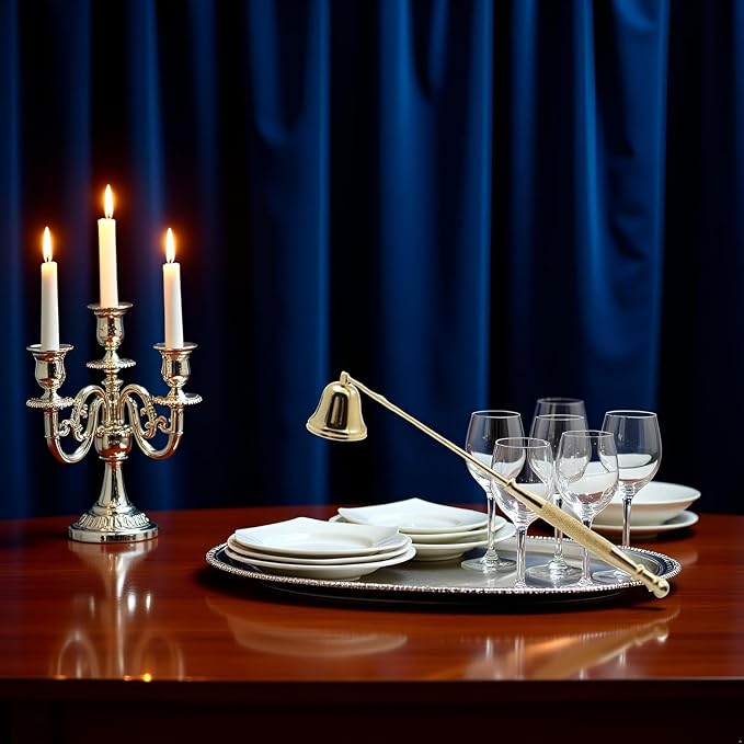 Gold Metal Candle Snuffer Wick Snuffer with Long Handle Candlesnuffers Sleeves Accessories for Putting Out Wick Flame Safely, Accessory