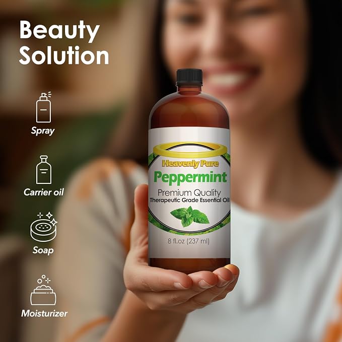 Heavenly Pure Peppermint Essential Oil Pure & Natural Sweet (8 Oz Bulk Size)