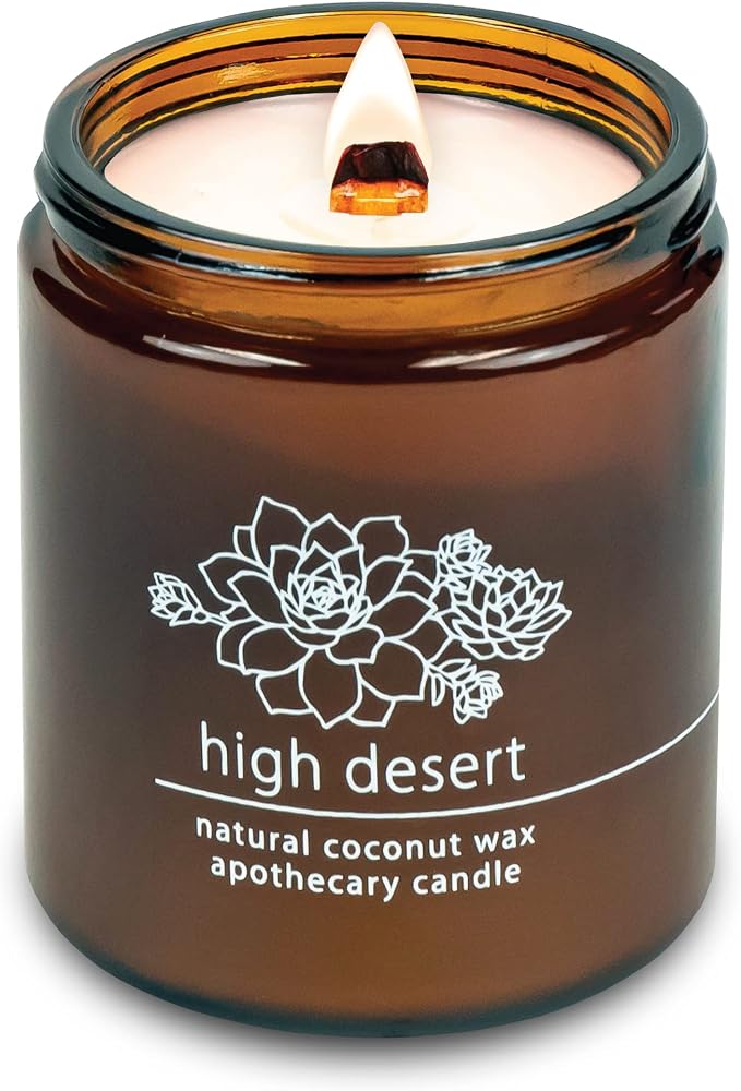 Hemlock Park High Desert Apothecary Scented Candle | Crackling Wood Wick, Botanical Fragrance & Coconut Apricot Wax | Up to 60 Hour Burn Time | 8 oz | Made in USA
