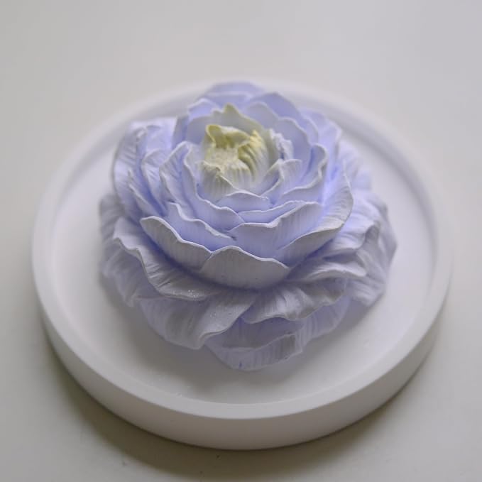 Essential Oil Passive Flower Diffuser -Non-Electric Peony Flower Porcelain Aromatherapy Diffusers for Small Mini Room, Desk Decorative, Bathroom (Purple, Peony)