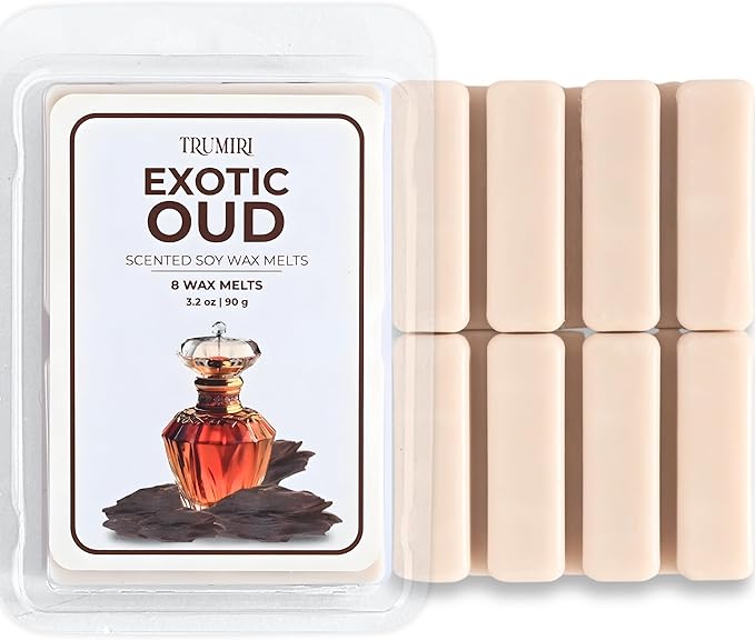 TRUMIRI Exotic Oud Scented Wax Melts - Made with Non Toxic Soy Wax and Essential Oils - Long Lasting Strong Scent for Men Candle Wax Cubes Tarts for Warmers
